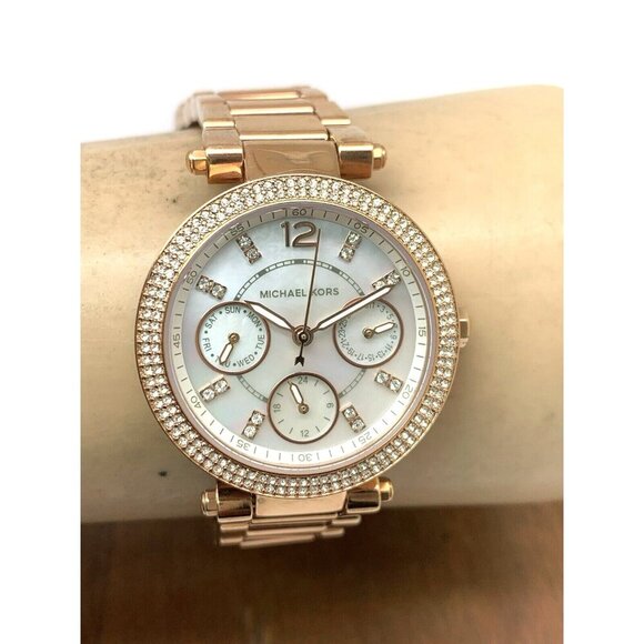 Michael Kors Women's Watch MK5616 Parker Quartz Mother of Pearl Rose Gold Steel - Picture 11 of 14